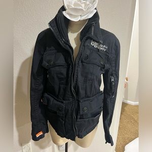 Women’s Superdry Japan utility black jacket size L but fits like S/M